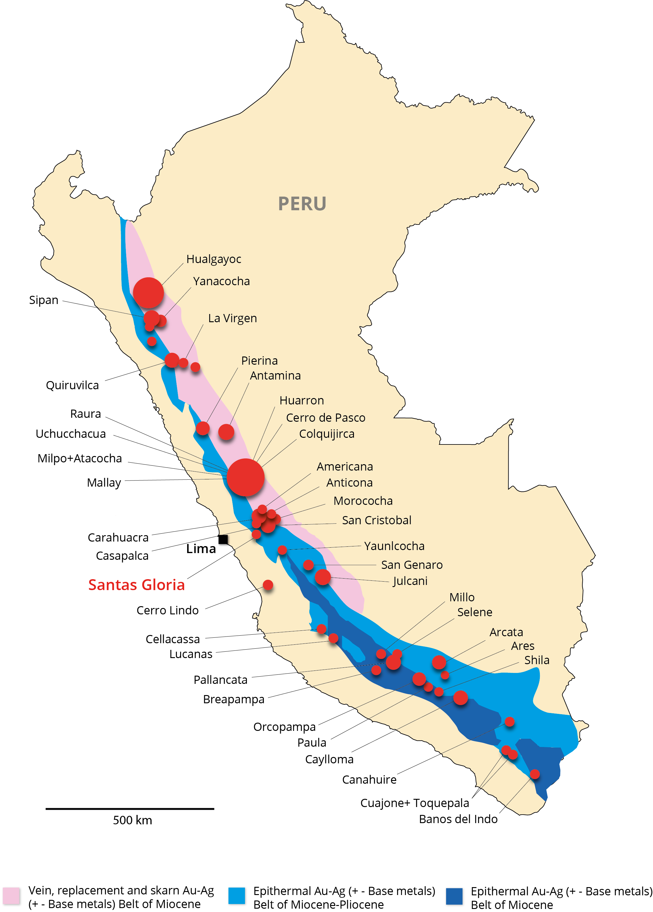 Santas Gloria and other Deposits on Peruvian Belts
